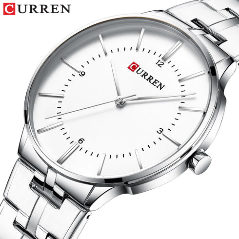 Curren Classic! - Men's Watch - White & Steel - Stainless Steel Strap - 1 Year Warranty!