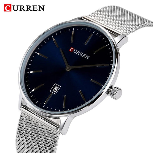 Curren Sunray Blue & Silver! - Adjustable Mesh Steel Strap! - Two Hand Design! - Minimalist! - 1 Year Warranty! - Ultra Slim!