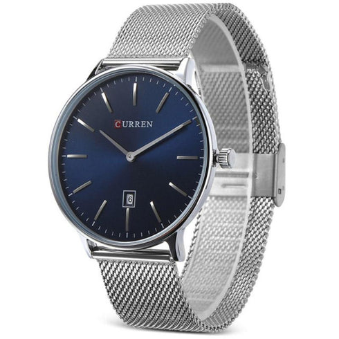 Curren Sunray Blue & Silver! - Adjustable Mesh Steel Strap! - Two Hand Design! - Minimalist! - 1 Year Warranty! - Ultra Slim!