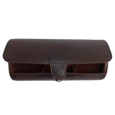 Niovani Watch Organizer - Genuine Crazy Horse Leather - Watch Roll - Watch Travel Case - Box Packaging