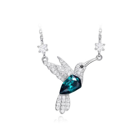 Where Birds Dare Necklace - Pure Sterling Silver - Genuine European Crystals - Free Box Packaging