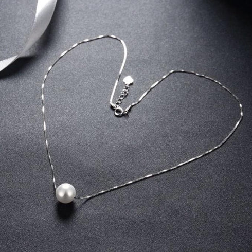 Pearl With Me Necklace - Pure S925 Stamped Sterling Silver - Embellished with a European Pearl! - Free Box Packaging! - Hot Seller!
