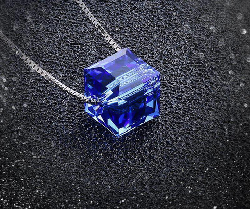 925 Sterling Silver (Chandni) Necklace - Embellished with Swarovski® Crystal Elements! (Majestic Blue) - Luxury Collection! - Free Gift Packaging!