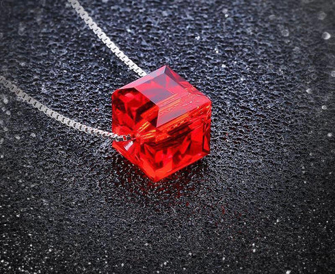 925 Sterling Silver (Chandni) Necklace - Embellished with Swarovski® Crystal Elements! (Crystal Red!) - Luxury Collection! - Free Gift Packaging!