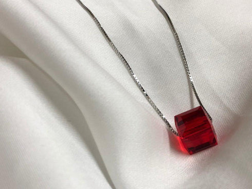 925 Sterling Silver (Chandni) Necklace - Embellished with Swarovski® Crystal Elements! (Crystal Red!) - Luxury Collection! - Free Gift Packaging!