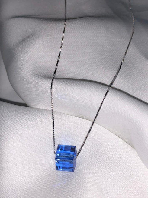 925 Sterling Silver (Chandni) Necklace - Embellished with Swarovski® Crystal Elements! (Majestic Blue) - Luxury Collection! - Free Gift Packaging!