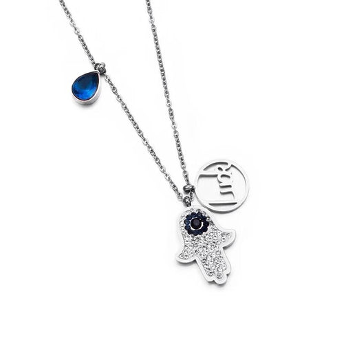 Turkish Hand Necklace - Silver Plated! - Long Lasting Polish! - AAA Cubic Zirconia! - Hot Seller!