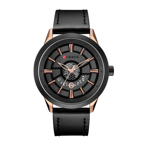 Curren Men's All Jet Black! - Ultra Soft Genuie Leather! - Water Resistant! - Modern Design! - Free Gift Packaging!