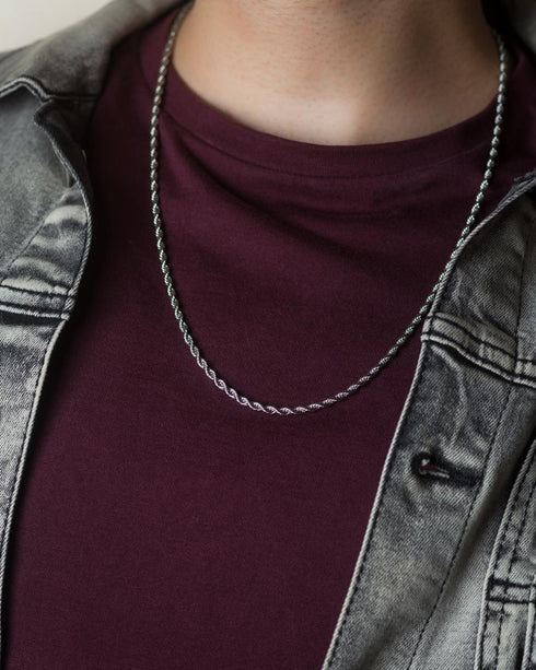 Rope Design Silver Plated Neckchain! - Strong Polish & Long Lasting Shine! – Hot Seller!