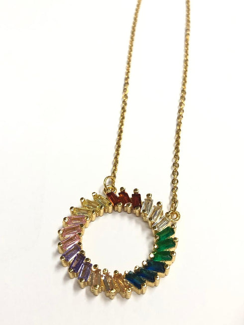 Rainbow & Reggae Necklace! - Chic & Trendy! - 14K Gold Plated! - A+ Cubic Zirconia!