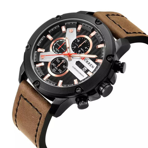 Curren Men’s Modern Elegance! (Black & Traditional Brown) - Ultra Soft Genuine Leather! - Working Chronograph! - Water Resistant! - 1 Year Warranty!