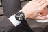 Curren Men’s Modern Elegance! (Black & Sparkling Silver) - Ultra Soft Genuine Leather! - Working Chronograph! - Water Resistant! - 1 Year Warranty!