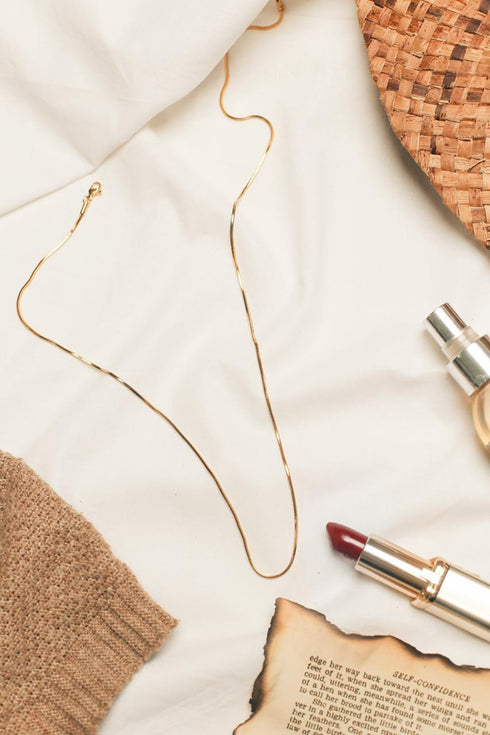 Hypnos Snake Chain Necklace! - Ultra Thin! - 14K Gold Plated Over Surgical Grade 316L Stainless Steel! - Long Lasting Polish! - 600MM Length!