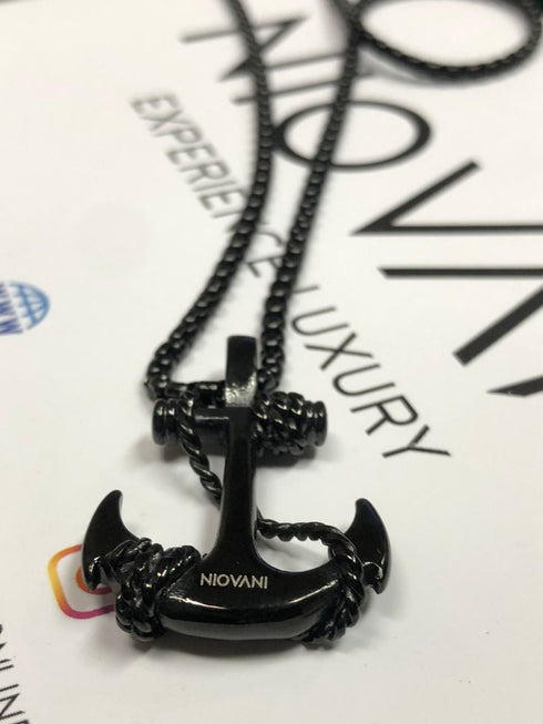 Ocean's Anchor! - Majestic Black! - Stainless Steel Necklace! -550 MM - Free Box Packaging!