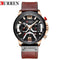 Curren Men's! - Modern Black & Brown Chronograph! - Genuine Ultrasoft Leather! - Water Resistant! - 1 Year Warranty!