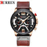 Curren Men's! - Modern Black & Brown Chronograph! - Genuine Ultrasoft Leather! - Water Resistant! - 1 Year Warranty!