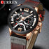 Curren Men's! - Modern Black & Brown Chronograph! - Genuine Ultrasoft Leather! - Water Resistant! - 1 Year Warranty!