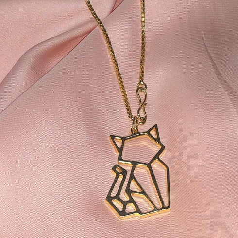 Origami Cat Necklace - 24K Gold Plated! - Free Box Packaging! - 10% of the Profits allocated to the feeding of stray Cat's!