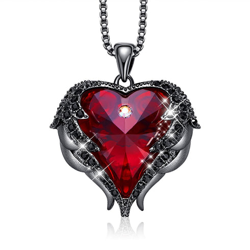 Niovani Pure Love Necklace! - Dark Angel Red! - Genuine European Crystals! - Rhodium Plated! - Sparkling