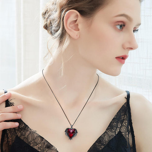Niovani Pure Love Necklace! - Dark Angel Red! - Genuine European Crystals! - Rhodium Plated! - Sparkling