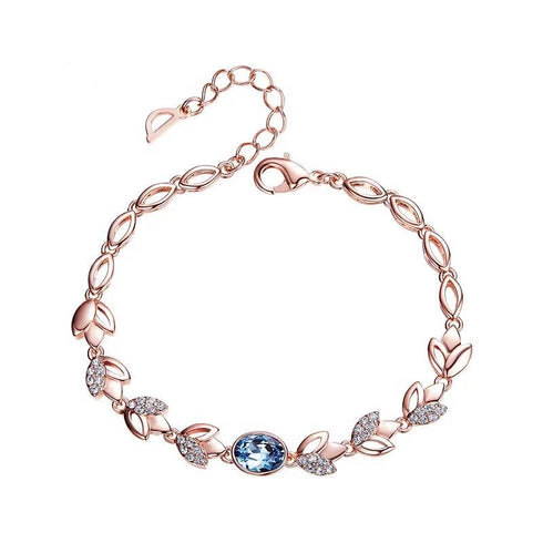 Something Blue Bracelet - Rose Gold Plated - Sparkling European Crystals! - Free Box Packaging!