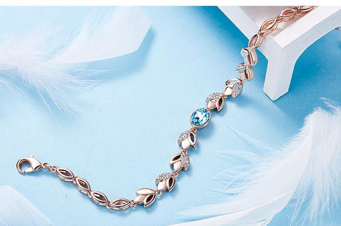 Something Blue Bracelet - Rose Gold Plated - Sparkling European Crystals! - Free Box Packaging!