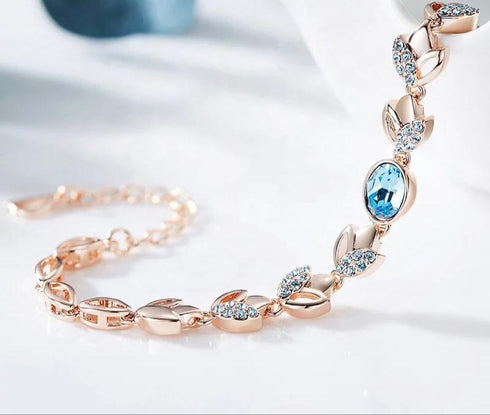 Something Blue Bracelet - Rose Gold Plated - Sparkling European Crystals! - Free Box Packaging!