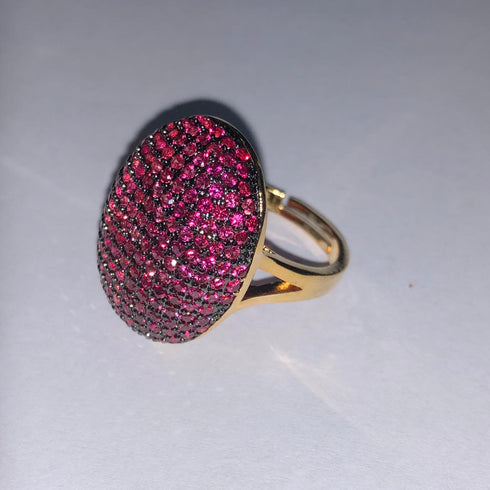 Party Jewel! (Bombshell Pink) - Adjustable Ring! - 18K Genuine Gold Plated! - Free Box Packaging!