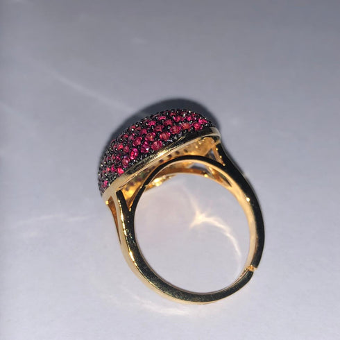 Party Jewel! (Bombshell Pink) - Adjustable Ring! - 18K Genuine Gold Plated! - Free Box Packaging!
