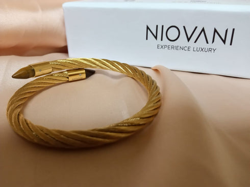 Florence! - 14K Gold Plated Wire Bracelet! - Long Lasting Stainless Steel! - Free Box Packaging!