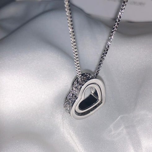 You & I - Love Necklace! - Rhodium Plated! - AAAAA Cubic Zirconia! - Free Box Packaging!