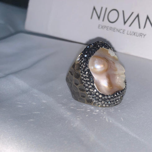 Oyster World! - Statement Adjustable Ring! - Genuine Baroque Pearl! - Free Box Packaging!