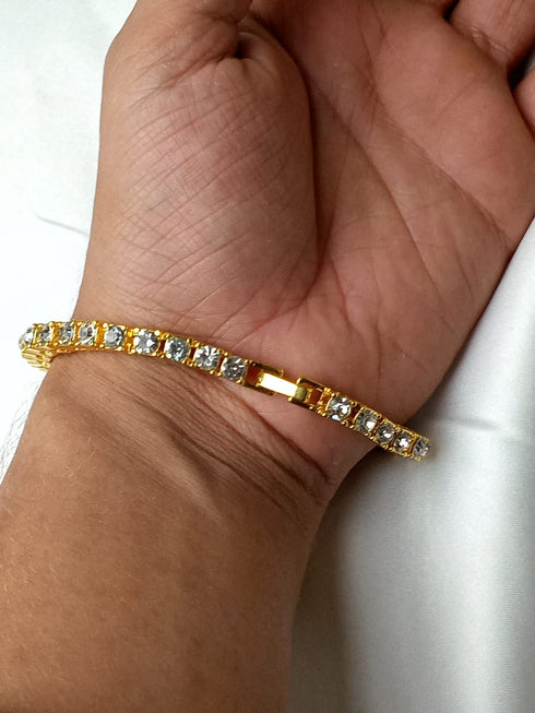 Niovani Tennis Bracelet! - 14K Gold Plated! - AAA+ Cubic Zirconia! - Sparkling! - Free Box Packaging!
