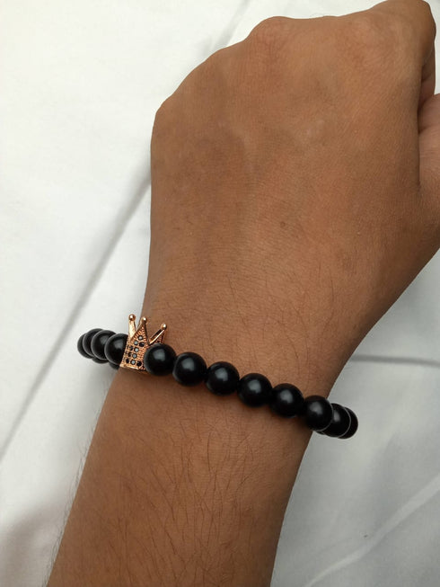 Nobility! - Adjustable Bracelet! - Rose Gold & Jet Black! - AAA Cubic Zirconia! - Free Box Packaging!