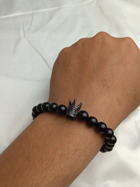 Nobility! - Adjustable Bracelet! - Jet Black! - AAA Cubic Zirconia! - Free Box Packaging!