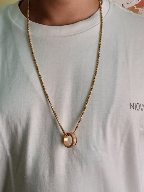 Ring of Myths Necklace! - Rose Gold Plating Over 316L Surgical Grade Stainless Steel! - Ring of Myths! - 700MM Long! - Free Gift Packaging!