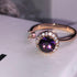 Island of Sparkle (Dynasty Purple) Ring! - Adjustable Size! - Rose Gold Plated ! - with Dancing European Crystals! - Free Box Packaging!
