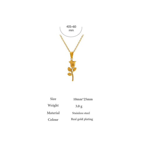 Roses are Gold Necklace! - 18K Genuine Gold Plated over Pure Stainless Steel! - Chic Design! - Free Box Packaging!
