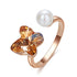 Flutter Ring! - Adjustable Size! - Rose Gold Plated! - with European Crystals! - Free Box Packaging!