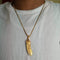 Tribal Necklace - Ancient Feather Design - 14K Gold Plating Over 316L Sparkling Stainless Steel - Free Box Packaging!