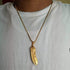 Tribal Necklace - Ancient Feather Design - 14K Gold Plating Over 316L Sparkling Stainless Steel - Free Box Packaging!