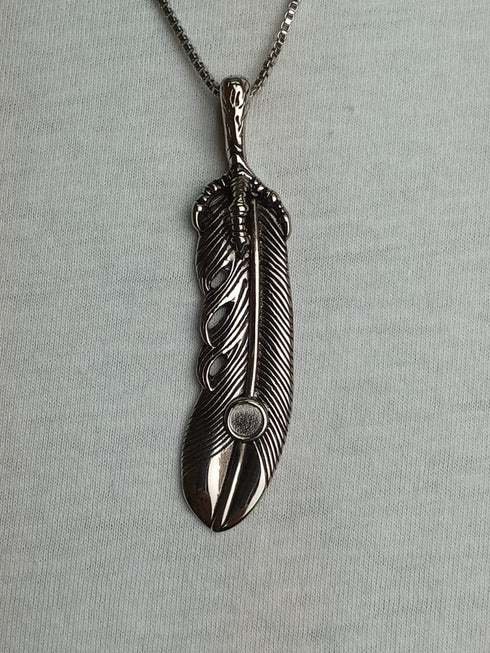 Tribal Necklace - Ancient Feather Design - 316L Sparkling Stainless Steel - Free Box Packaging!