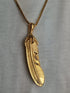 Tribal Necklace - Ancient Feather Design - 14K Gold Plating Over 316L Sparkling Stainless Steel - Free Box Packaging!