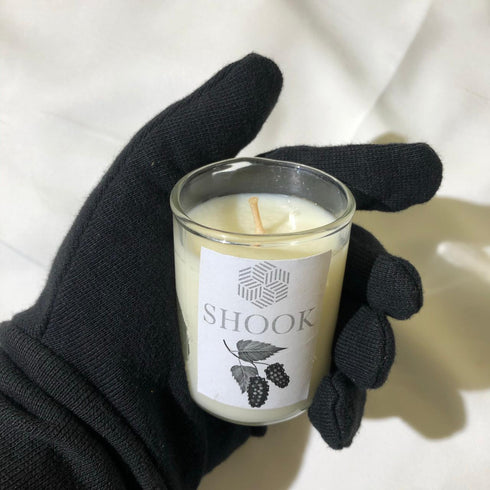 Mini Candle - Mulberry Scented - Handmade Glass - Limited Edition - Free Shook Carry Bag