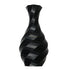 Mini Contemporary Vase - Modern Black Geometrical Spiral Pattern - Ultra Light - Non Break Plastic - Table Décor - Free Carry Bag