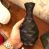 Mini Contemporary Vase - Modern Black Geometrical Spiral Pattern - Ultra Light - Non Break Plastic - Table Décor - Free Carry Bag