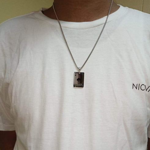 Smoking Aces Necklace (Black) - Pure 316L Surgical Grade Stainless Steel - Free Box Packaging