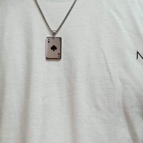 Smoking Aces Necklace (Black) - Pure 316L Surgical Grade Stainless Steel - Free Box Packaging