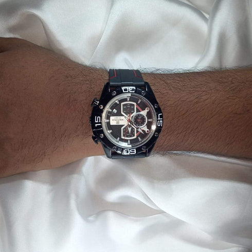 Naviforce Legend - Men's Watch - Red & Black - Chronograph - Silicon Strap - Water Resistant! - 1 Year Warranty!