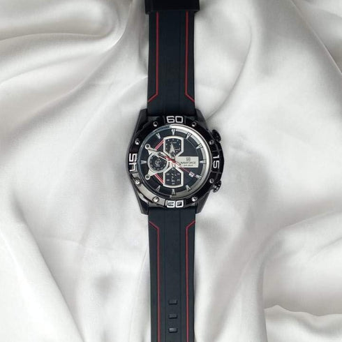 Naviforce Legend - Men's Watch - Red & Black - Chronograph - Silicon Strap - Water Resistant! - 1 Year Warranty!